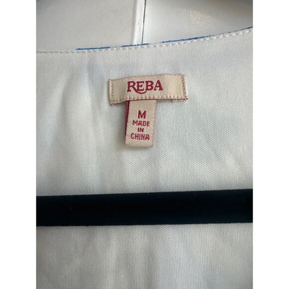 Reba Blues Travelers, Blue, Green, and Yellow, Rustic Boho Ruffle Sleeves Blouse - Picture 3 of 9